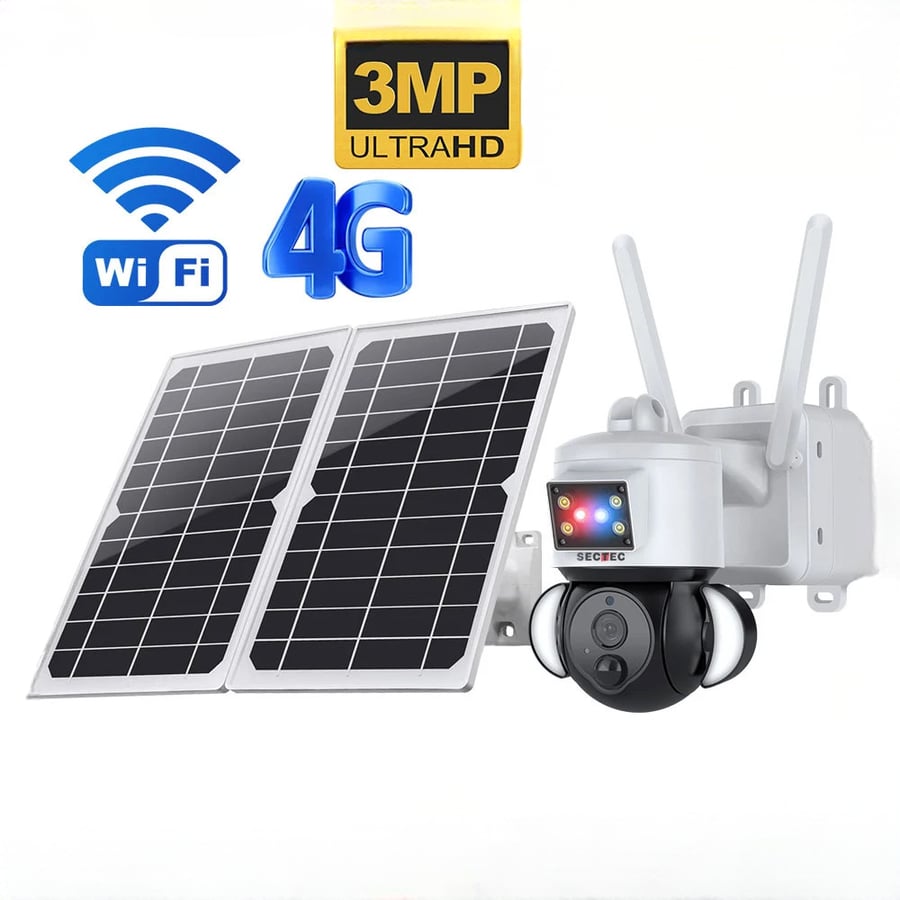 كاميرا مراقبة  بالطاقة الشمسية خارجية ، واي فاي ، شريحة 4g