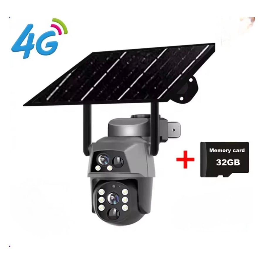 كاميرا بالطاقه الشمسية عدستين مزدوجه 4G مع ذاكره هدية