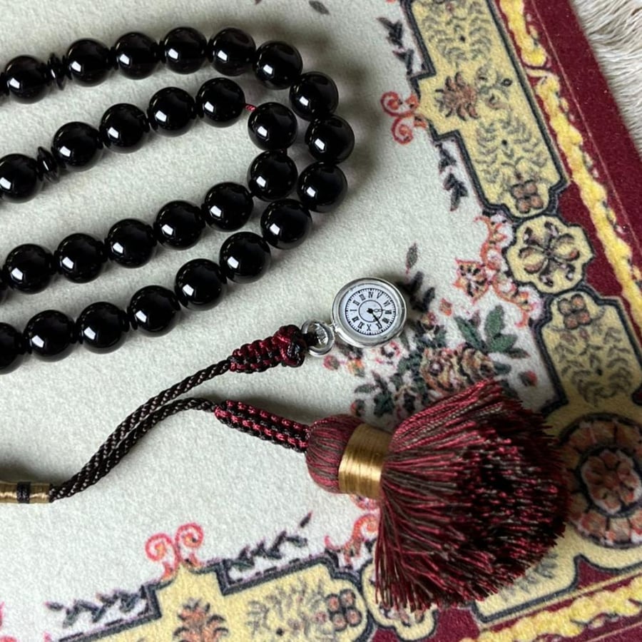 مسباح بكلايت- حجم الخرز 6 م - كركوشة تفصال مميزه مع مجسم ساعه معدني