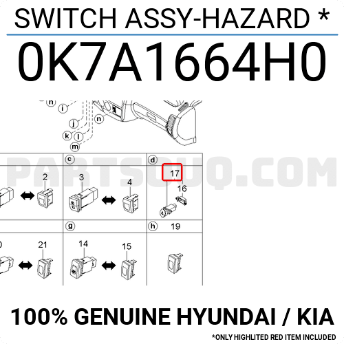 SWITCH ASSY-HAZARD   - 0K7A1664H0 -  مفتاح التحذير
