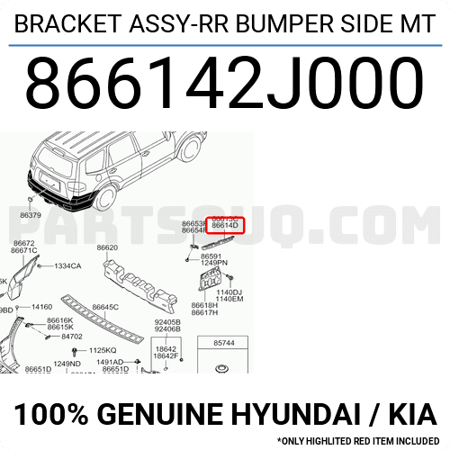 BRACKET-RR BUMPER SIDE MTG,RH  - 866142J000 - حامل صدام خلفي جانبي يمين