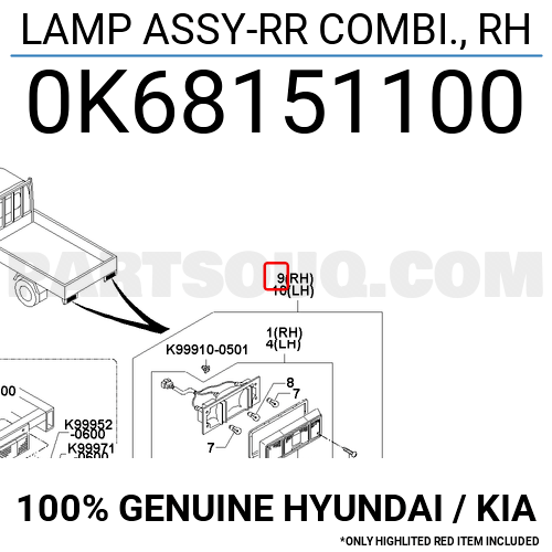 LAMP RR - 0K68151100 - Rear light bulb