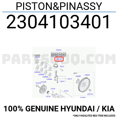 PISTON & PIN ASSY - 2304103401 - طقم المكبس والدبوس