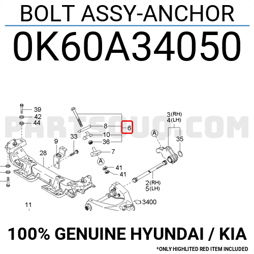 BOLT ASSY-ANCHOR - 0K60A34050 - مسامير تثبيت الحزام