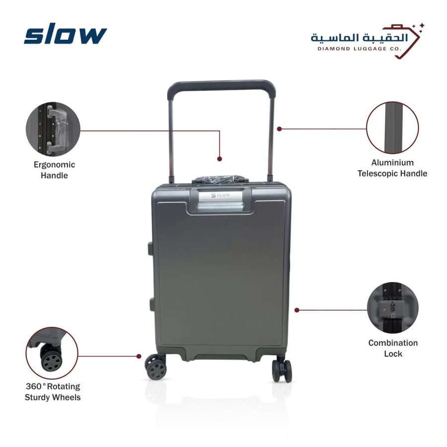 حقيبة سفر PC يد طائرة قطعه واحدة لون رصاصي غامق– ماركة SLOW