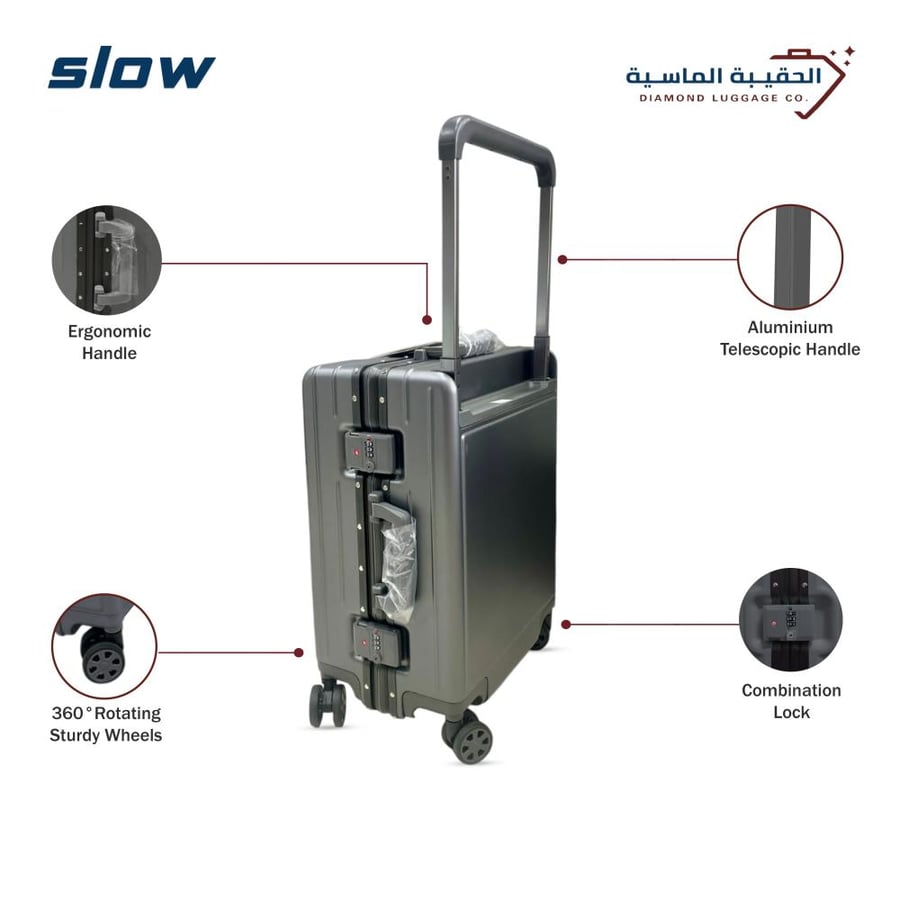 حقيبة سفر PC يد طائرة قطعه واحدة لون رصاصي غامق– ماركة SLOW