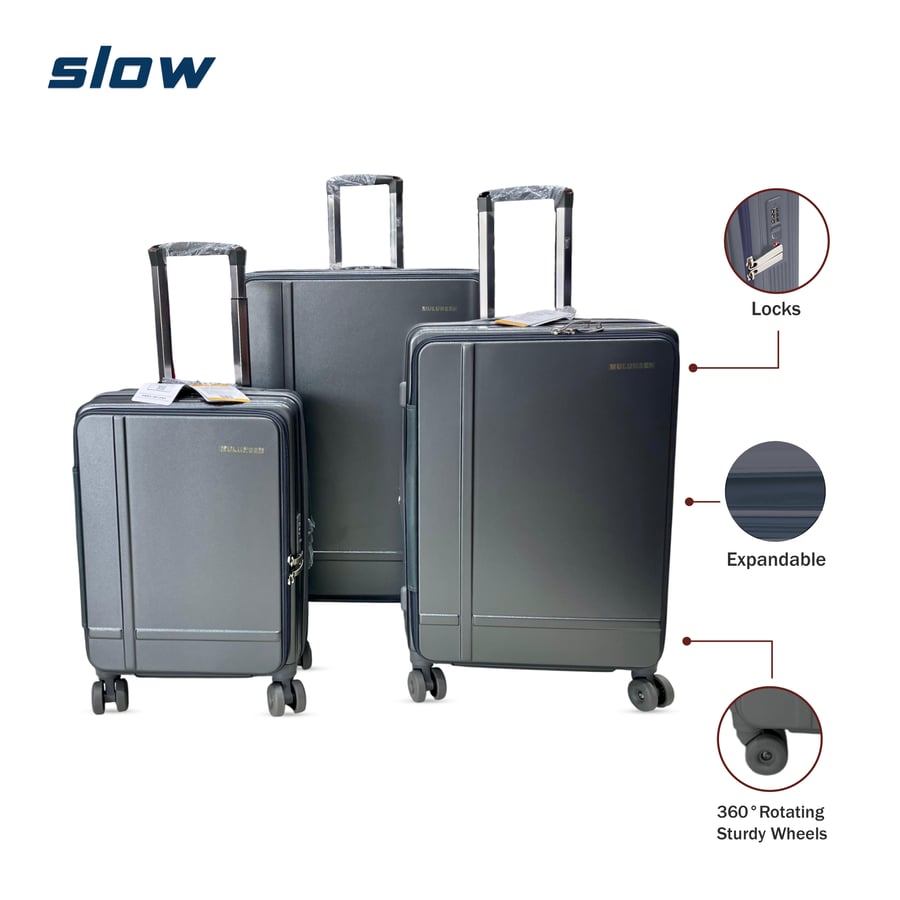 Travel luggage set 3 pieces gray – brand SLOW