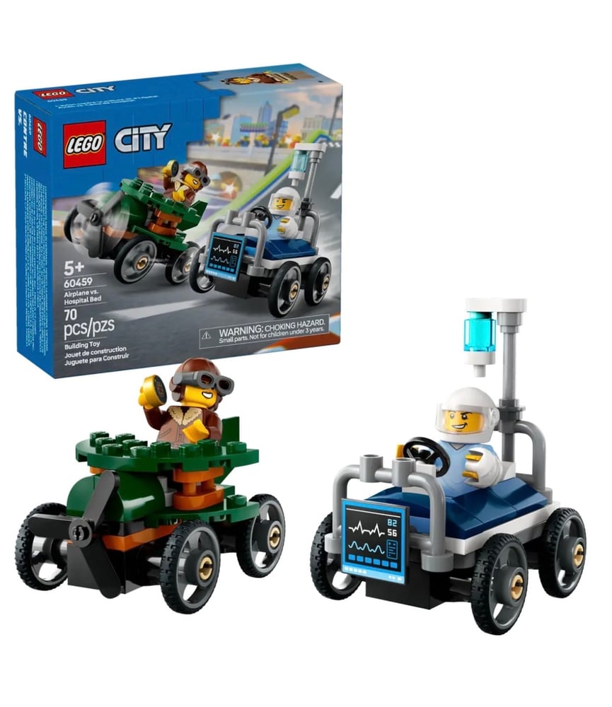 LEGO Airplane vs. Hospital Bed Race Car