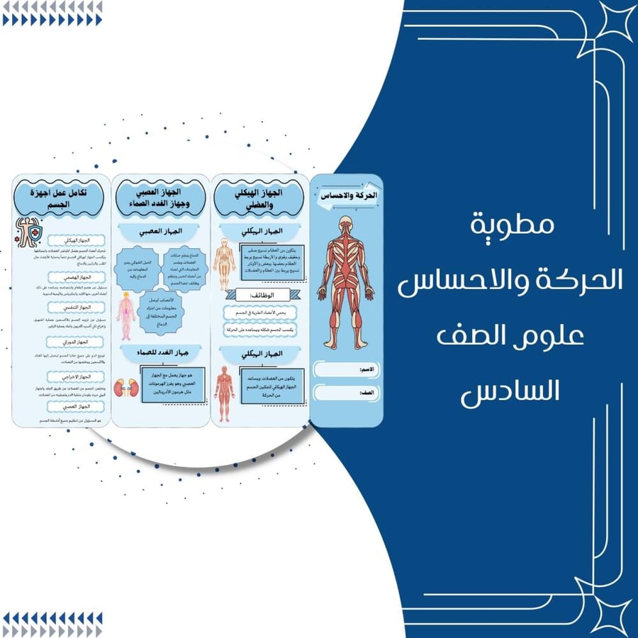 مطويات علوم الصف السادس ابتدائي الترم الاول