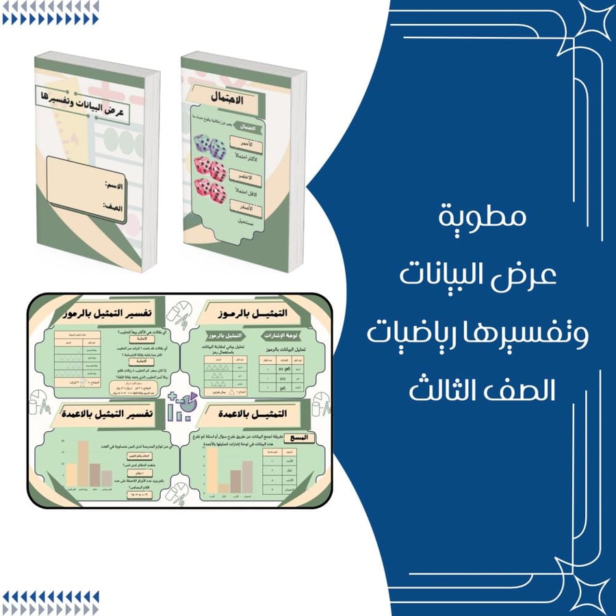 مطوية عرض البيانات وتفسيرها رياضيات الصف الثالث الترم الثاني