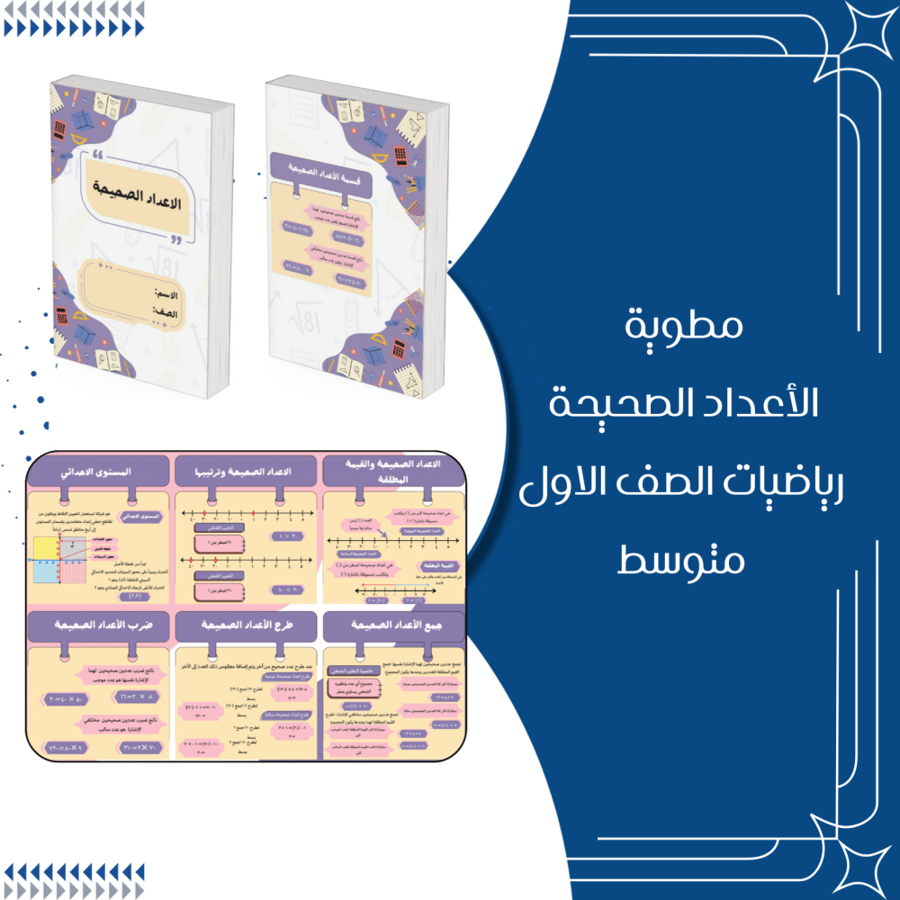 مطوية الأعداد الصحيحة رياضيات الصف الأول متوسط الترم الأول