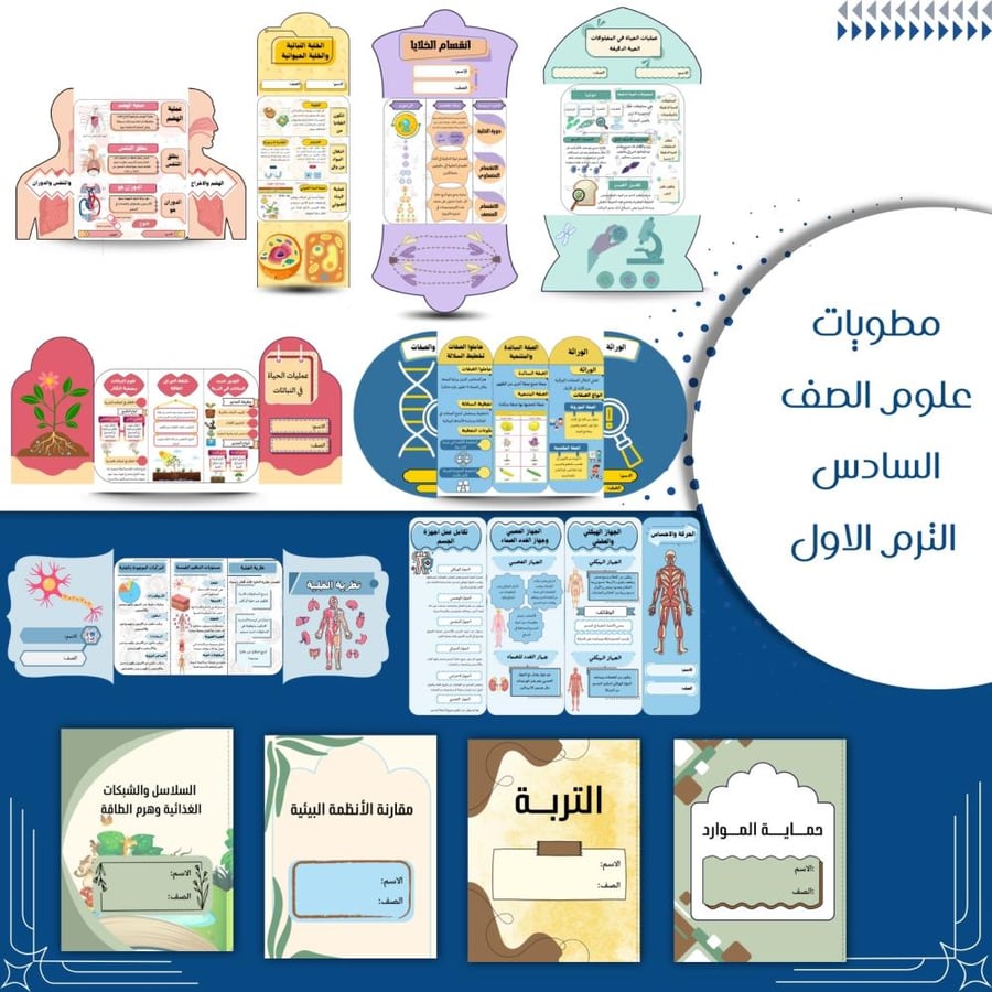 مطويات علوم الصف السادس ابتدائي الترم الاول