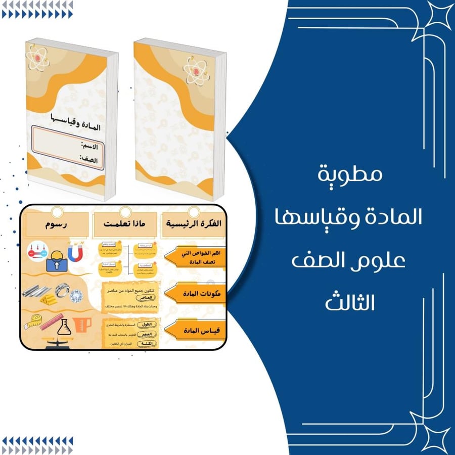 مطوية المادة وقياسها علوم الصف الثالث ابتدائي الترم الثاني