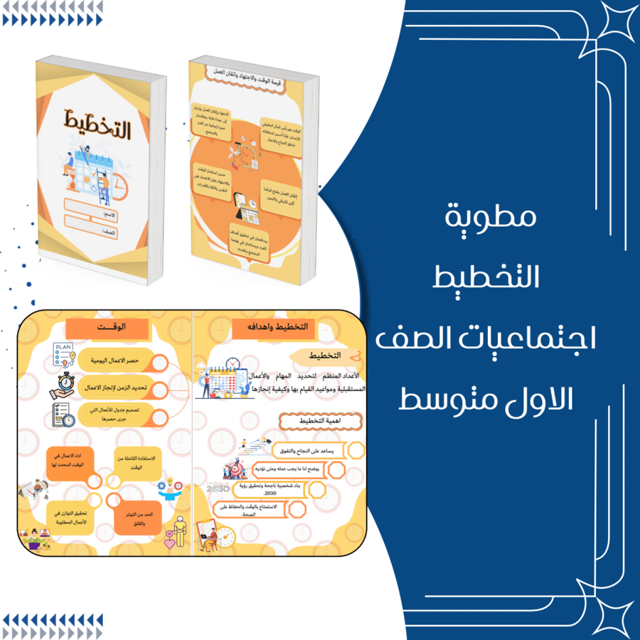 مطوية التخطيط اجتماعيات الصف الاول متوسط الترم الاول