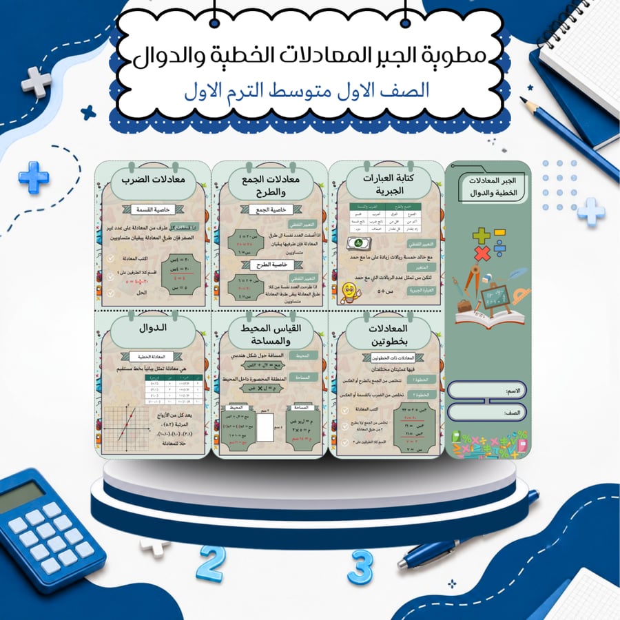مطويات رياضيات الصف الأول متوسط الترم الأول