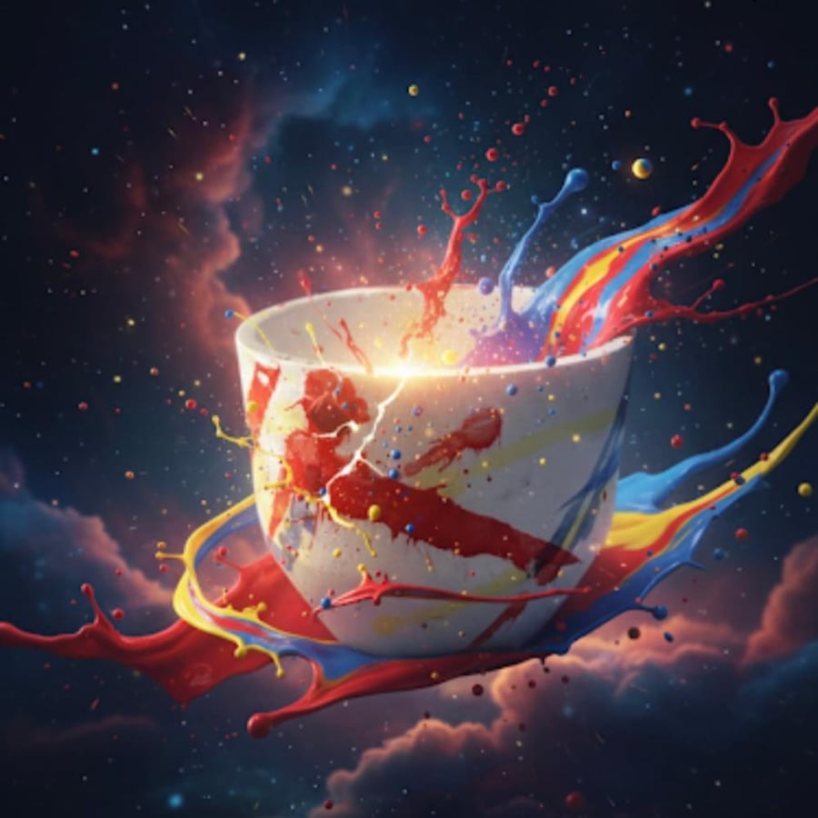 كوب فخار صناعة يدوية "Splatter Art"