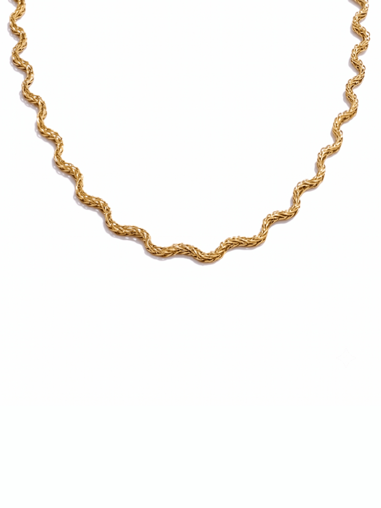 Golden Wave Chain Necklace