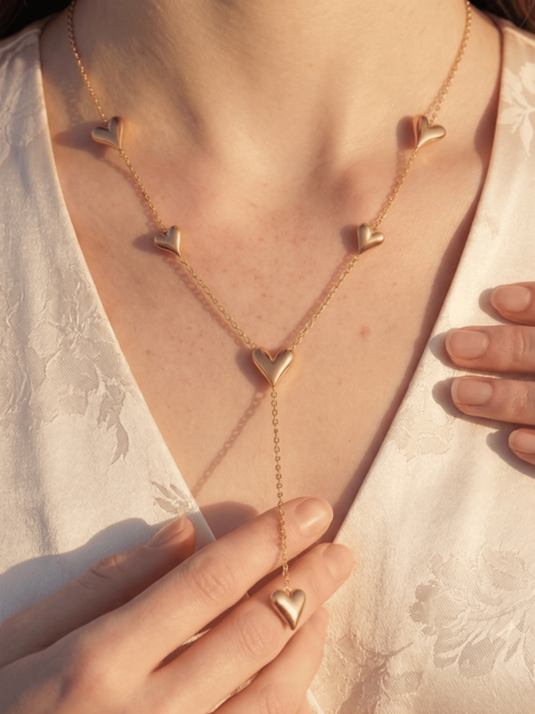Cascading Heart Y-Necklace