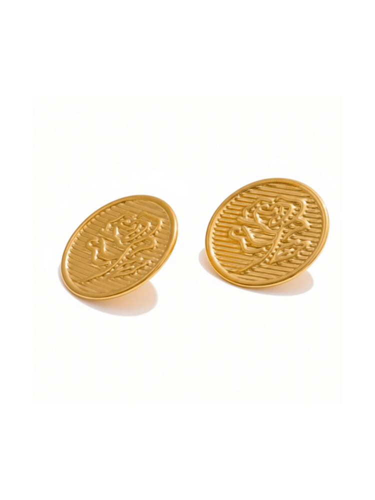 Wildflower Coin Studs Earrings