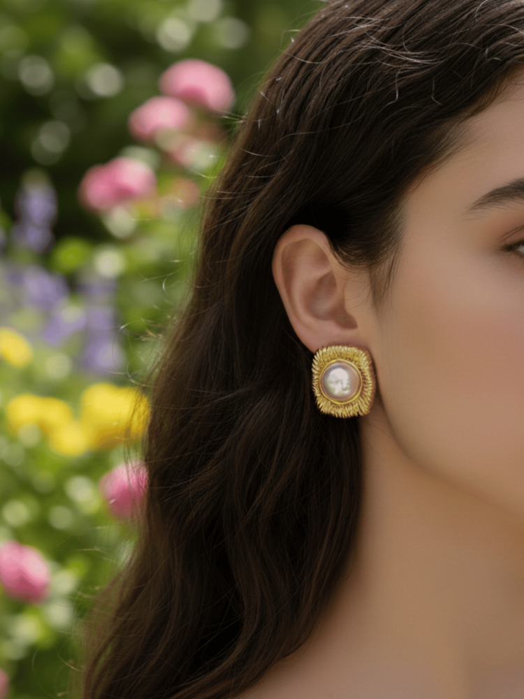 Vintage Pearl Cushion Earrings
