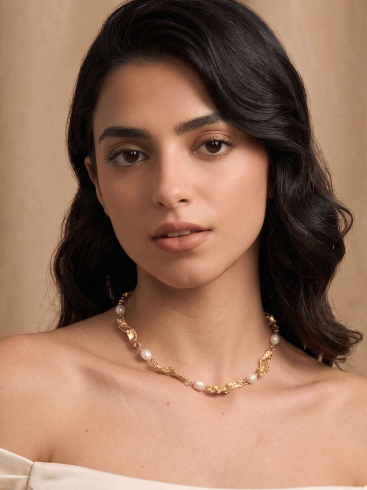 Golden Driftwood & Pearl Necklace