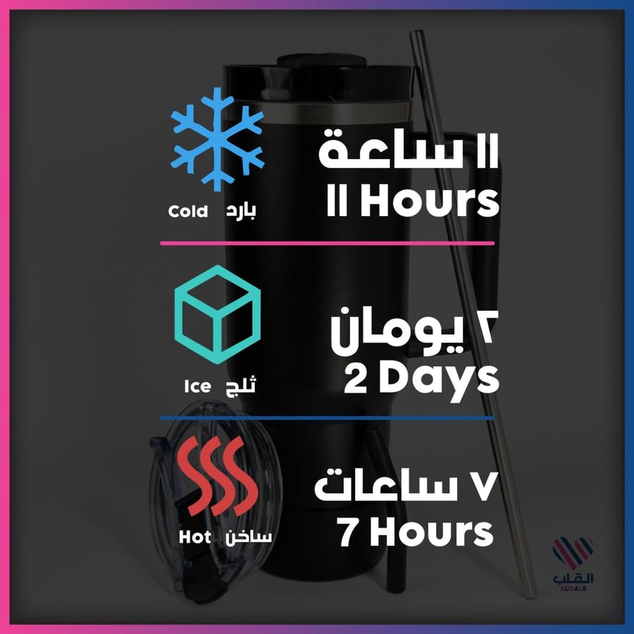 كوب حراري 40oz (1.2 لتر) لون مطفي H2.0 معزول ومعالج بتفريغ الهواء ومصنوع من الستانلس ستيل