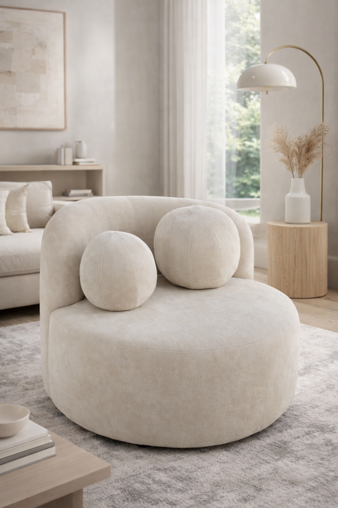 Luxurious round sofa with pouf – modern design suitable for contemporary spaces