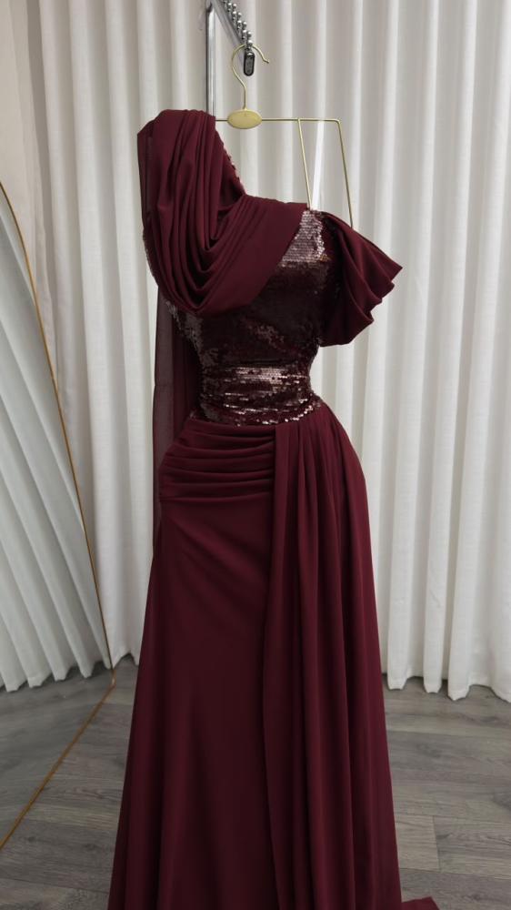فستان سهره عنابي