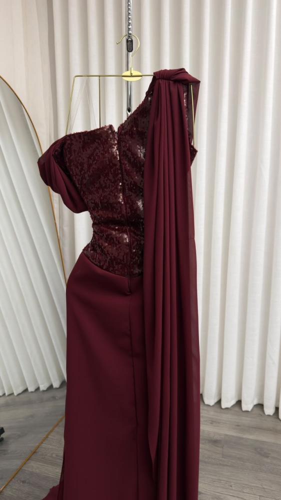 فستان سهره عنابي