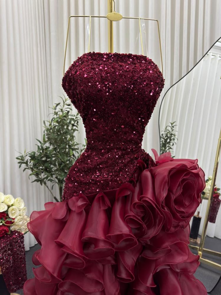 فستان سهره عنابي