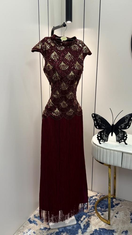 فستان سهره عنابي