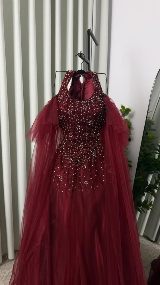 فستان سهره عنابي