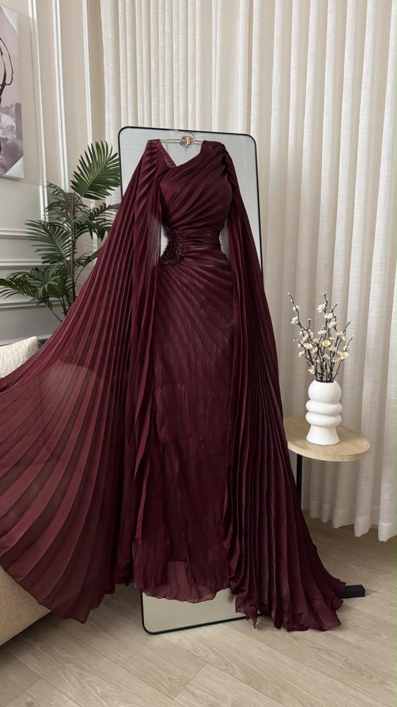 فستان سهره عنابي