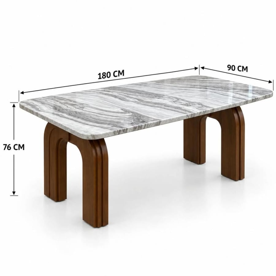 طاولة طعام بديل رخام ماليزي 6 كرسي T140S/C265 WALNUT/GREY