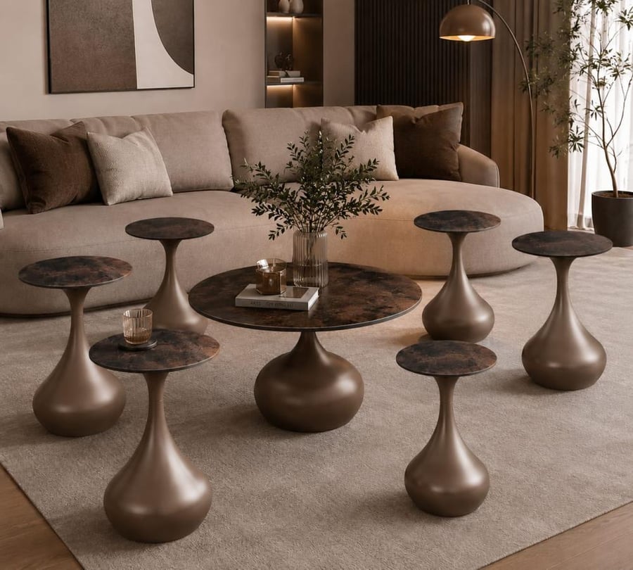 طقم شاي سيراميك دائري 1+6 SHS-036 BROWN