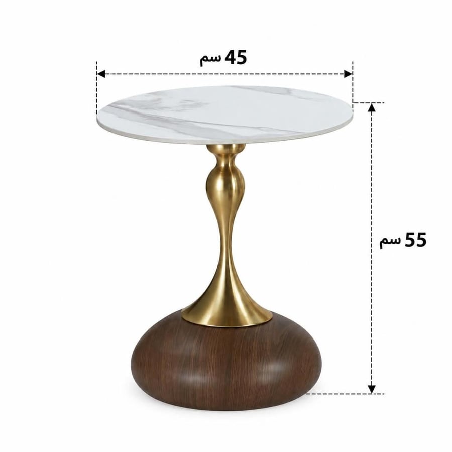 طاوله خدمه سيراميك دائري B1037S WOOD 45*45
