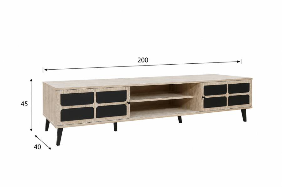 طاولة بلازمه ماليزي 200 سم TV-03 BEIGE.B - بيچ × اسود