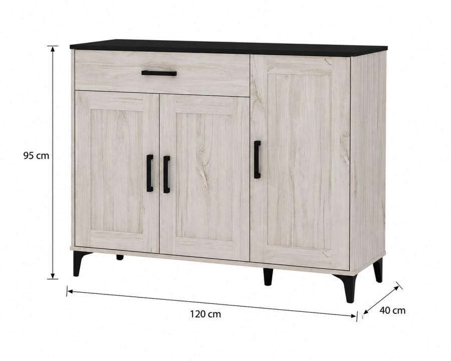 دولاب جزمة ماليزي 3 باب 120سم SC900-12 - WHITE OAK