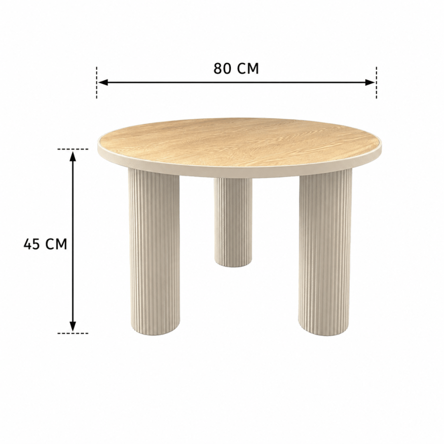 طاولة شاي خشب مفرد 8080 HM631 BEIGE WOOD - بيج + خشبي