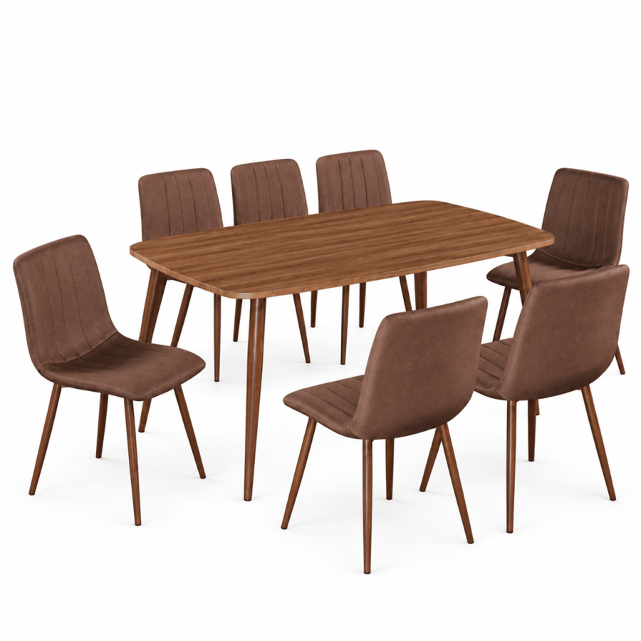 طاولة طعام خشب 8 كرسي M-023 BROWN/BROWN - بني