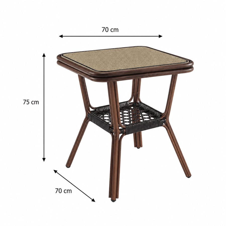 طاوله كافيه مربع JIN-02 BEIGE&COFFEE 70×70 - بيج&بني قهوة