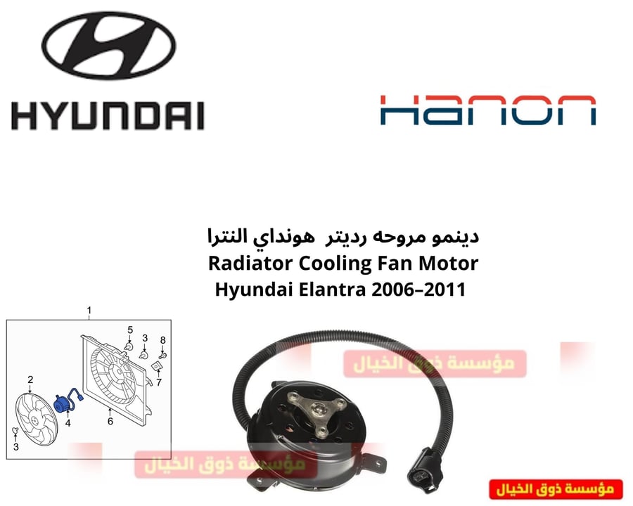 دينمو مروحه رديتر هونداي النترا Radiator Cooling Fan Motor Hyundai Elantra 2006–2011