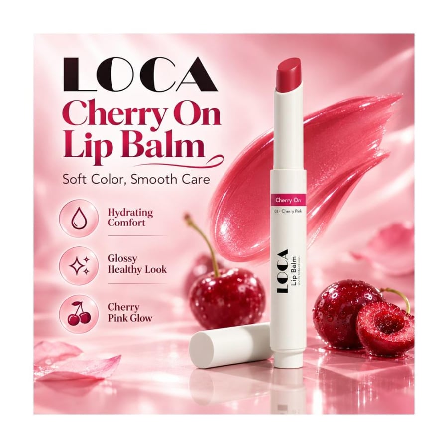 أحمر ومرطب الشفاه من لوكا LOCA – درجة 02 تشيري أون – Cherry On Lip Balm