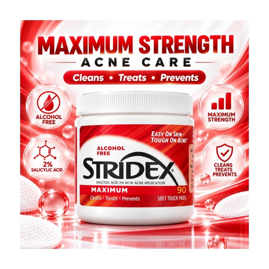 مناديل Stridex لإزالة حب الشباب - 90منديل
