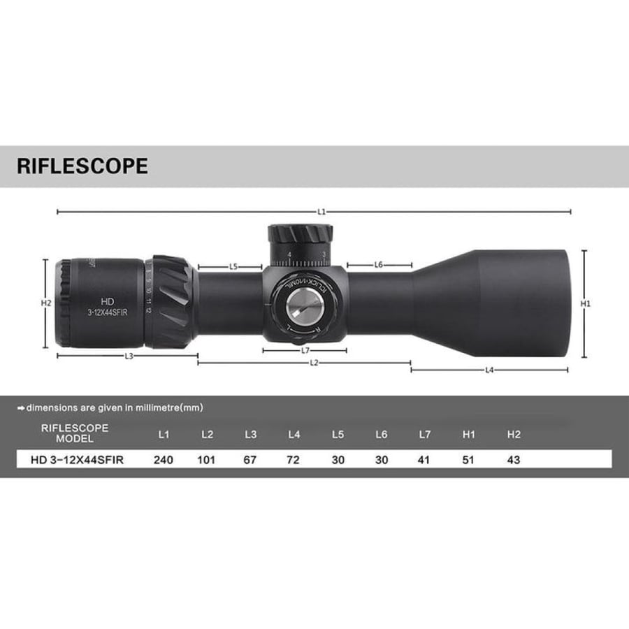دربيل بندقية ديسكفري  HD 3-12X44SFIR