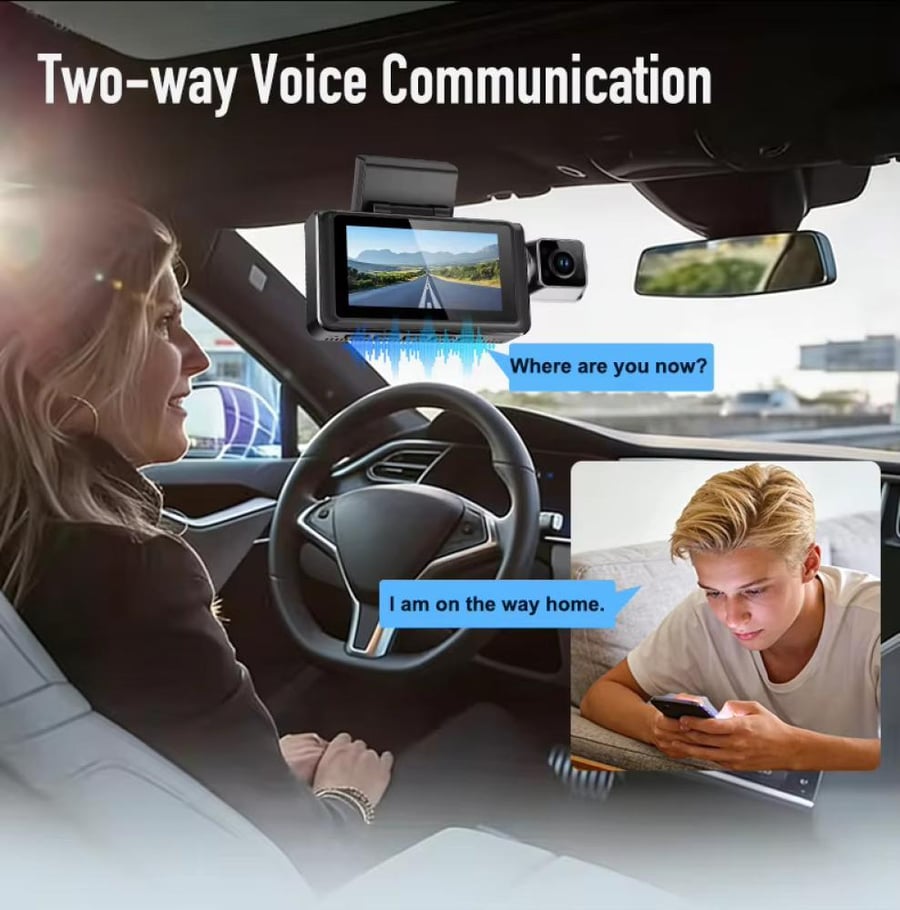 داش كام K11 ثلاث كاميرات 1K+1K+1K | 4G + GPS | مراقبة عن بُعد | تسجيل مستمر | ADAS + BSD | شاشة لمس 3 بوصة