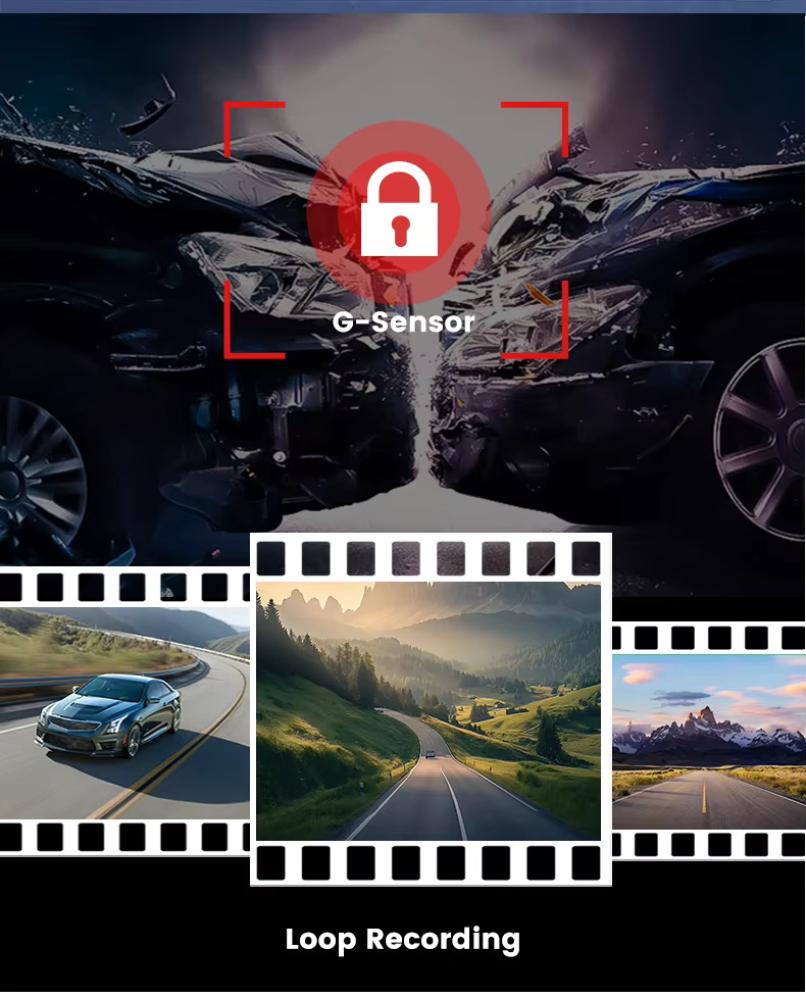 داش كام K11 ثلاث كاميرات 1K+1K+1K | 4G + GPS | مراقبة عن بُعد | تسجيل مستمر | ADAS + BSD | شاشة لمس 3 بوصة