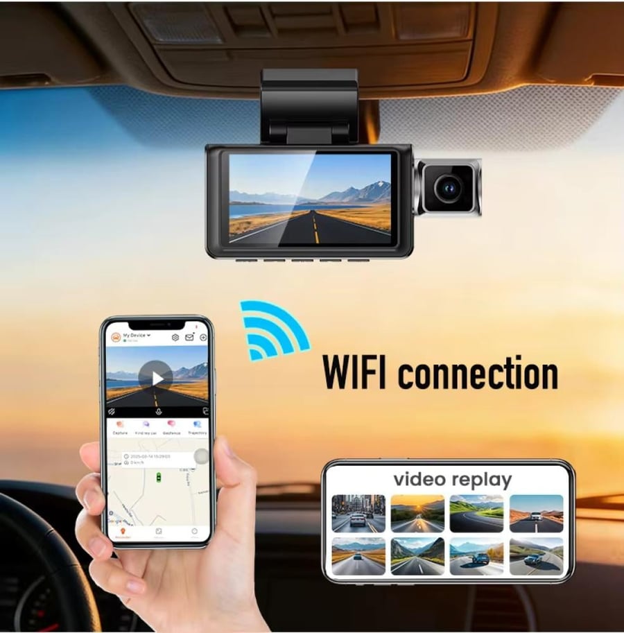 داش كام K11 ثلاث كاميرات 1K+1K+1K | 4G + GPS | مراقبة عن بُعد | تسجيل مستمر | ADAS + BSD | شاشة لمس 3 بوصة