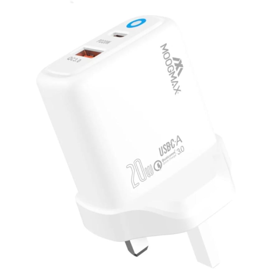موج ماكس شاحن - منفذ PD 20 واط - أبيض - MAX-MX21