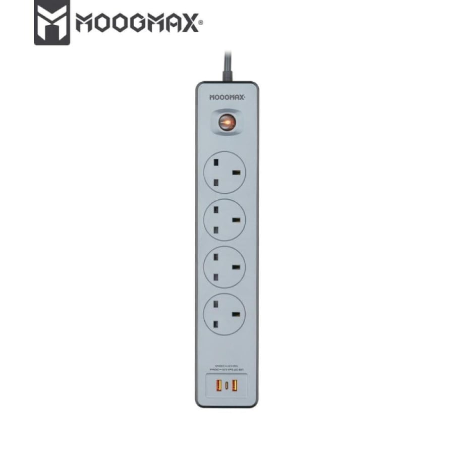 موج ماكس OKAMI وصلة كهرباء طول 3 متر - 7 منافذ - رمادي - MX-EC001